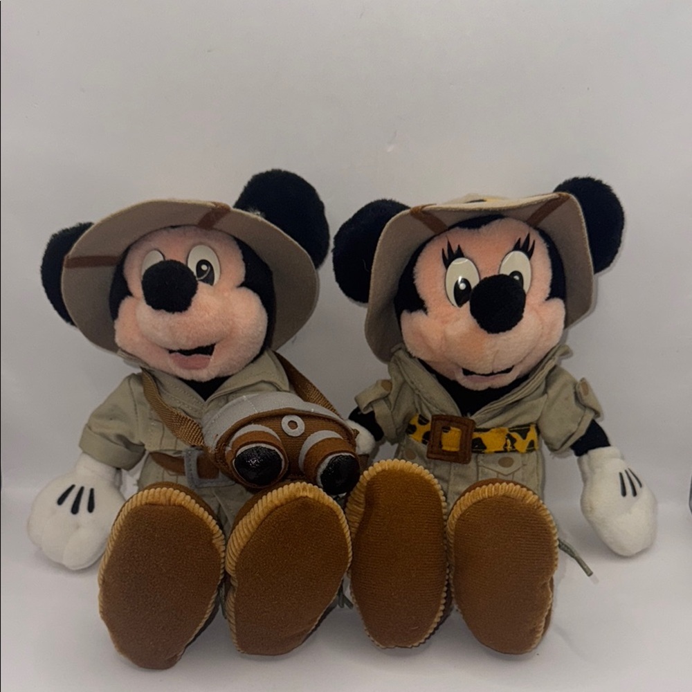 Disney Explorer Mickey and Minnie Stuffed Animals - Brown and Cream